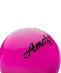 Мяч для художественной гимнастики AGB-102 19 см, розовый, с блестками, фото 2