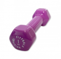 Гантель в виниловой оболочке 1 кг (Цвет - ярко пурпурный), фото 1