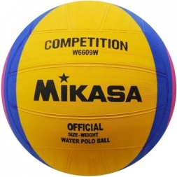 Мяч для водного поло  &quot;MIKASA  W6609W&quot; р.4, жен, резина, вес 400-450гр, дл. окр.65-67см, жел-син-роз
