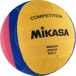 Мяч для водного поло &quot;MIKASA W6608W&quot; р.2, jun, резина, вес 300-320 г, дл. окр.58-60см,желт-син-роз
