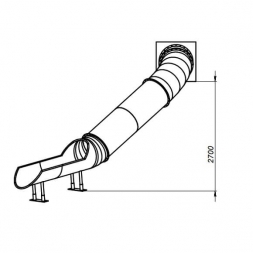 Скат криволинейный для горки-туннеля с углом поворота 45° из нержавеющей стали, фото 2