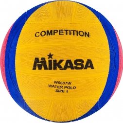Мяч для водного поло &quot;MIKASA W6607W&quot; р.1, резина, вес 233-253гр, дл.окр.50-51,5см, жел-син-роз