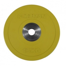 Диск бампированный обрезиненный цветной FOREMAN FM/BM-15KG-YL (15 кг)