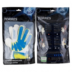 Перчатки вратарские тренировочные &quot;TORRES Jr.&quot;, размер 7, бело-голубой, фото 2