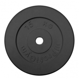 Диск «Profigym» тренировочный обрезиненный 15 кг черный 31 мм (металлическая втулка)  ДТР-15/31