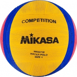 Мяч для водного поло &quot;MIKASA&quot;, резина, юношеский, размер 1, дл. окр. 50-51,5см, желто-сине-розовый