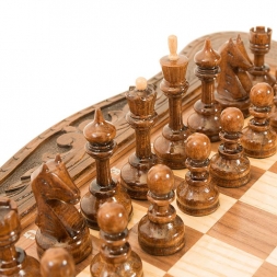 Шахматы + нарды резные с гранатами 40, Haleyan, фото 2
