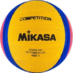 Мяч для водного поло &quot;MIKASA&quot;, резина, юношеский, размер 3, дл. окр. 61-63см, желто-сине-розовый