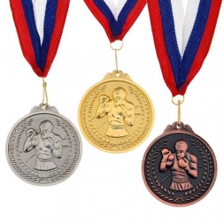 Медаль Бокс d-53мм серебро