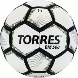 Мяч футб. &quot;TORRES BM 500&quot; арт.F320635, р.5, 32 пан. PU, 4 подкл. слоя, руч. сшивка, бело-серо-серебр, фото 1