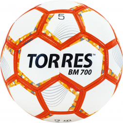 Мяч футб. &quot;TORRES BM 700&quot; арт.F320655, р.5, 32 панели. PU, гибрид. сшив, беж-оранж-сер, фото 1