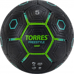 Мяч футб. &quot;TORRES Freestyle Grip&quot; арт.F320765, р.5, 32 панели. PU, ручная сшивка, черно-зеленый, фото 1