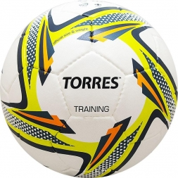 Мяч футбольный &quot;TORRES Training&quot;, р.5, 32 панели. PU, бело-зеленый-серый, фото 1